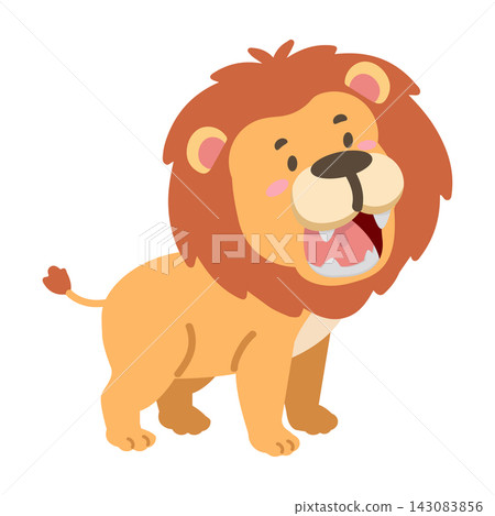 Cute Lion Roaring Character for Kids Educational Content and Nursery Decor 143083856