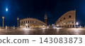 Night Panorama of Piazza San Marco with Doges Palace and St Marks Campanile in Venice, Italy 143083873