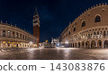 Night View of Piazza San Marco with Doges Palace and St Mark's Campanile in Venice, Italy 143083876
