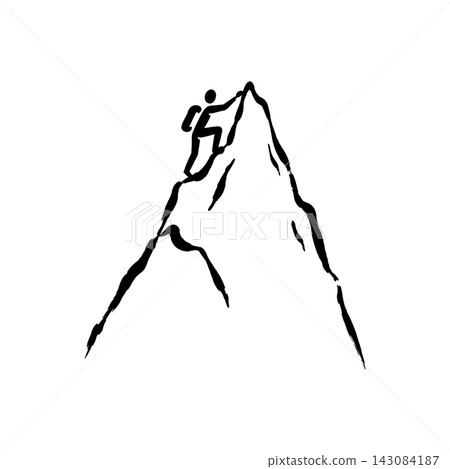 Hand Drawn Icon of Mountain Climber Scaling a Peak Hand Drawn Icon of Mountain Climber Scaling a Peak 143084187