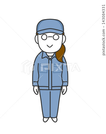 Woman in work clothes, standing. 143084331