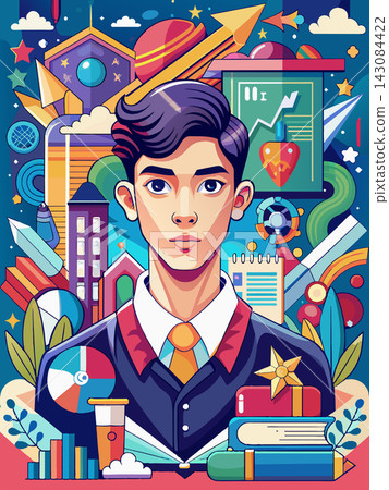 Posters or covers in a trendy doodle style with geometric shapes, bold design elements and modern typography. Back to school, college, education, learning concept. Templates for advertising, branding Posters or covers in a trendy doodle style with geometric shapes, bold design elements and modern typography. Back to school, college, education, learning concept. Templates for advertising, branding 143084422