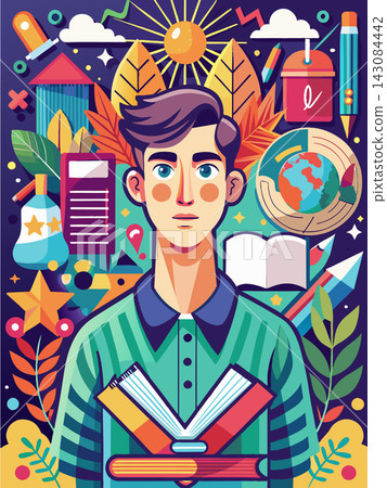 Posters or covers in a trendy doodle style with geometric shapes, bold design elements and modern typography. Back to school, college, education, learning concept. Templates for advertising, branding Posters or covers in a trendy doodle style with geometric shapes, bold design elements and modern typography. Back to school, college, education, learning concept. Templates for advertising, branding 143084442