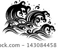 Graphics of fierce waves with a Japanese ukiyo-e style image 143084458