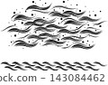 Graphics of undulating waves with brushstrokes 143084462