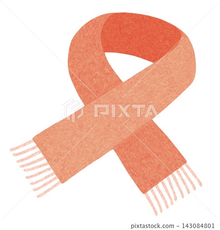 Hand-drawn watercolor-style illustration of a scarf (orange) 143084801