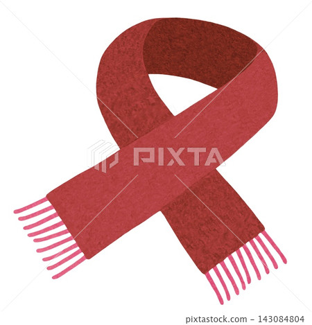 Hand-drawn watercolor-style illustration of a scarf (reddish-brown) Hand-drawn watercolor-style illustration of a scarf (reddish-brown) 143084804