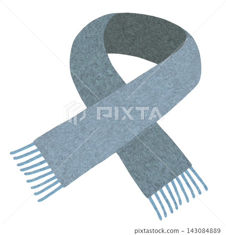 Hand-drawn watercolor-style illustration of a scarf (pearl blue/light blue) 143084889
