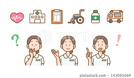 Simple and cute | Nurse/Medical Illustration Icon Set | Medical Simple and cute | Nurse/Medical Illustration Icon Set | Medical 143085084