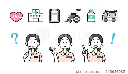 Simple and easy-to-use colored nurse/medical illustration icon set | Medical Simple and easy-to-use colored nurse/medical illustration icon set | Medical 143085085