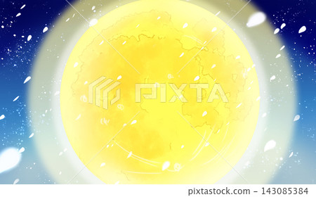 Moon, Falling Cherry Blossoms, Horizontal Moon, Falling Cherry Blossoms, Horizontal 143085384