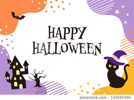 Cute Halloween black cat frame vector illustration Cute Halloween black cat frame vector illustration 143085404