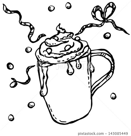 Cup with magic whipped cream Cup with magic whipped cream 143085449