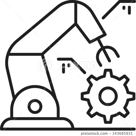Robotic arm gear maintenance automation line icon for industrial service symbol 143085931