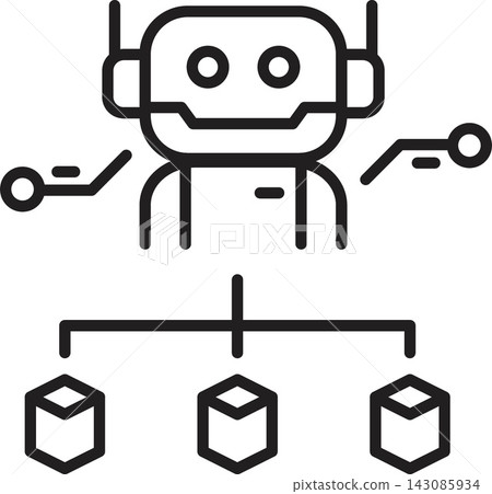 Ai technology robot network icon cube connection diagram 143085934