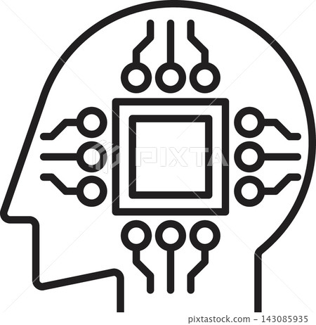 Ai technology brain circuit chip inside human head Ai technology brain circuit chip inside human head 143085935