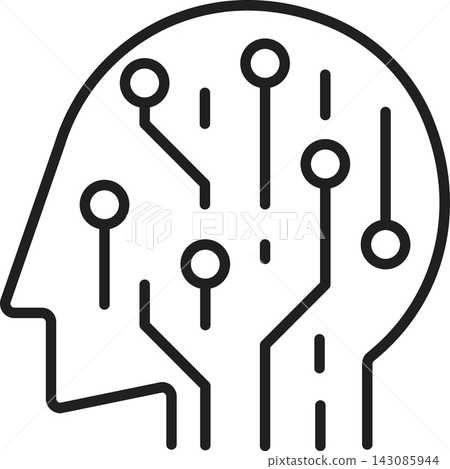 Ai technology head circuit icon digital mind outline Ai technology head circuit icon digital mind outline 143085944