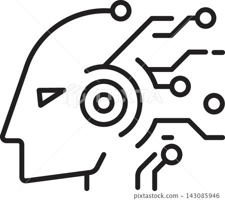 Ai technology head circuit icon for digital mind Ai technology head circuit icon for digital mind 143085946