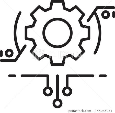 Ai automation workflow gear circuit icon showing process integration Ai automation workflow gear circuit icon showing process integration 143085955