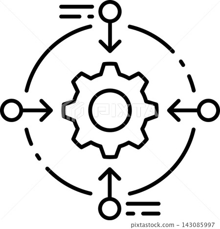 Data Processing Workflow Integration Line Icon 143085997
