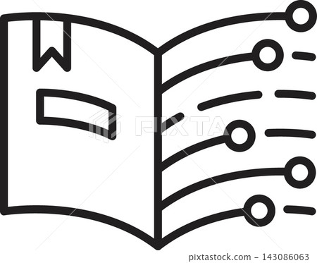 Open book icon with bookmark and connected nodes for AI automation concept Open book icon with bookmark and connected nodes for AI automation concept 143086063