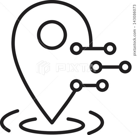 Ai map pin circuit icon digital location with connected route signal Ai map pin circuit icon digital location with connected route signal 143086073