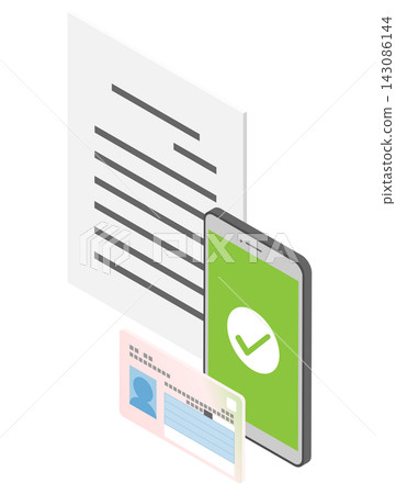 Online administrative procedures via smartphone - isometric Online administrative procedures via smartphone - isometric 143086144