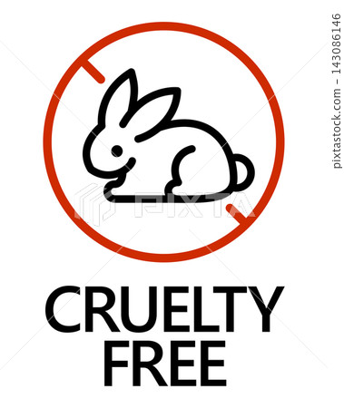 No animal testing (CRUELTY FREE) prohibition symbol icon for cosmetics and beauty labels. No animal testing (CRUELTY FREE) prohibition symbol icon for cosmetics and beauty labels. 143086146