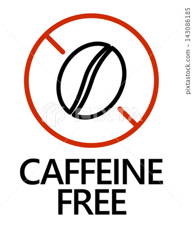 無咖啡因(CAFFEINE FREE)禁令標誌圖示 - 飲料和保健食品標籤材料 無咖啡因(CAFFEINE FREE)禁令標誌圖示 - 飲料和保健食品標籤材料 143086185