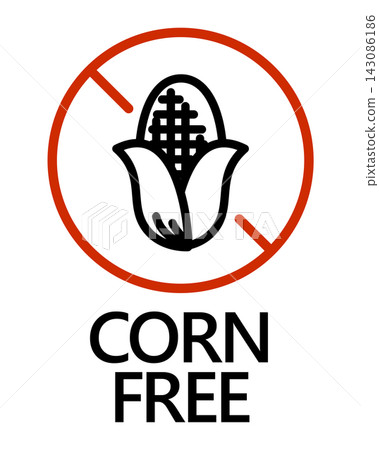 無玉米(CORN FREE)禁止符號圖示 - 食品標籤和過敏友善標籤材料 無玉米(CORN FREE)禁止符號圖示 - 食品標籤和過敏友善標籤材料 143086186