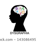 Silhouette of a child with dysgraphia vector 143086495