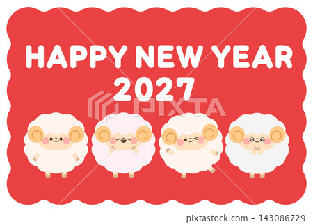 以可愛綿羊為主題的新年卡 以可愛綿羊為主題的新年卡 143086729