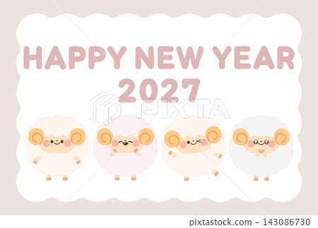 以可愛綿羊為主題的新年卡 143086730