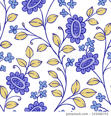 Seamless pattern with a whimsical flowers. vector illustration. Seamless pattern with a whimsical flowers. vector illustration. 143086743