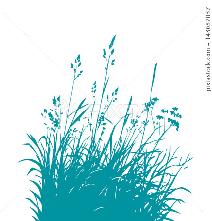 Grass blue silhouette vector isolated on white background nature design illustration of grass plant pattern greenery artwork Hand drawn. Not AI, vector illustration. Grass blue silhouette vector isolated on white background nature design illustration of grass plant pattern greenery artwork Hand drawn. Not AI, vector illustration. 143087037