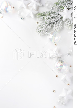 Christmas ornaments on a white background. Christmas ornaments on a white background. 143087220
