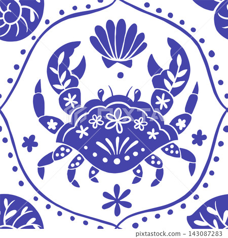 Seamless pattern of whimsical sea design. diamond print. 143087283