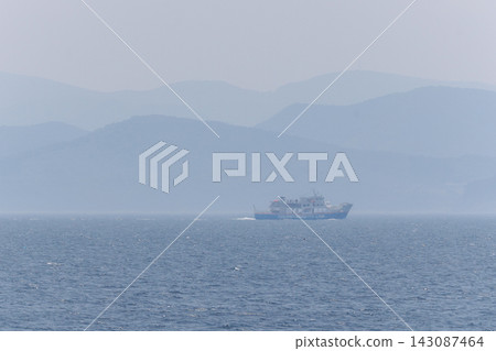 Scenes from the Mutsu Bay Ferry's voyage | Ferry sailing off the coast of Mutsu Bay Scenes from the Mutsu Bay Ferry's voyage | Ferry sailing off the coast of Mutsu Bay 143087464