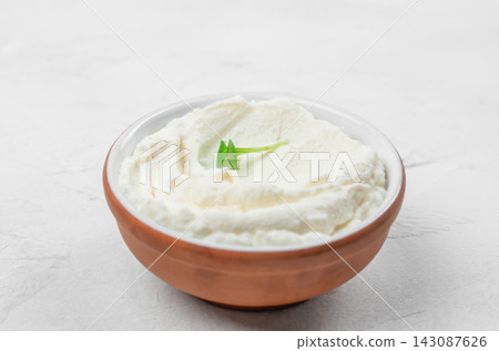 Cream Cheese Spread in Terracotta Bowl Cream Cheese Spread in Terracotta Bowl 143087626