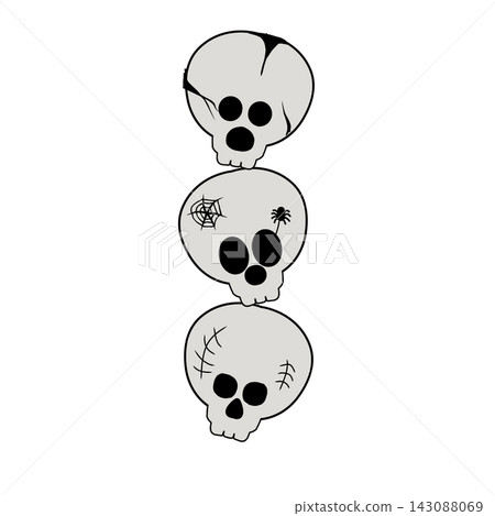 Three stacked gray skulls vertical 143088069