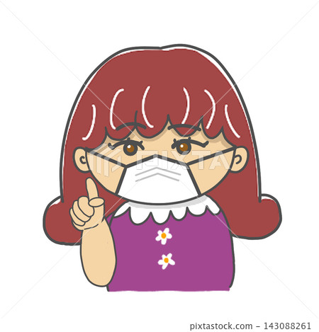 A woman pointing while taking infection control measures. A woman pointing while taking infection control measures. 143088261