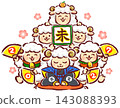 中國十二生肖中的羊慶祝羊年的到來。 143088393