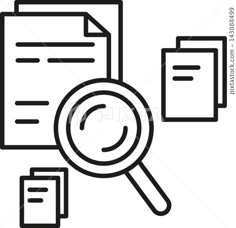 Document data automation with ai search icon line art Document data automation with ai search icon line art 143088499