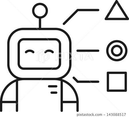 Ai robot automation icon simple line style playful minimal design clean outline for interface and education use 143088517