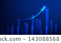 bar chart with arrow up on blue background. business and financial investment growth analysis 143088568