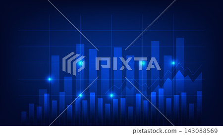 bar chart on blue background. business and finance data analysis 143088569