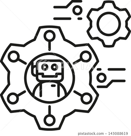 Ai icon robot gear automation outline minimal line art Ai icon robot gear automation outline minimal line art 143088619