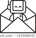 Ai mail icon cute robot in envelope line art minimal 143088642
