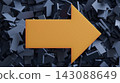 Orange Arrow Pointing Right Amid Blue Arrows Symbolizing Leadership, Direction, Decision And Standing Out 143088649