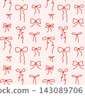 Cute seamless pattern with red bows 143089706
